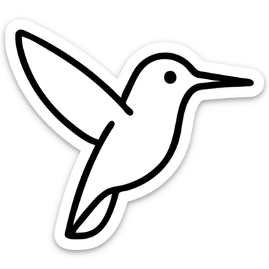 black and white outlined hummingbird icon, no fill sticker