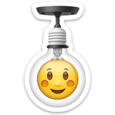 friendly clear emoji of a light attached to a shelf sticker