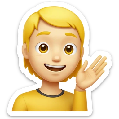 floating yellow head, signing cut it out with its hand shaking at its neck sticker