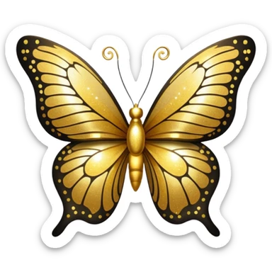 Golden glitter butterfly emoji sticker