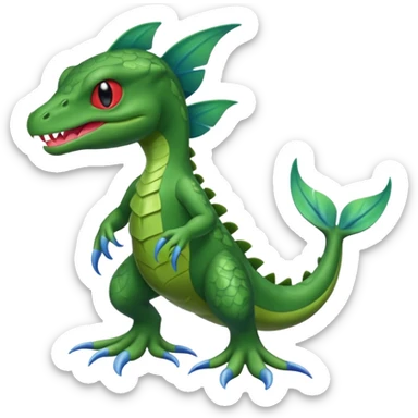 Swampy seaweedy Axew-Grovyle-Inteleon-fusion (full body) sticker