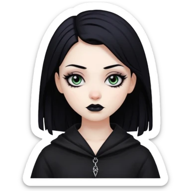 Goth girl black hair sticker