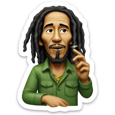 bob marley smoking joint sticker