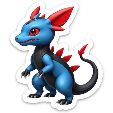 Cute Shiny Guilmon-Salandit-Umbreon-Fakémon-hybrid-creature (full body)  sticker