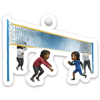 friends playing volleyball in winter at night  sticker