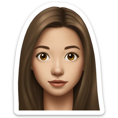 Megan Nakata long brown hair teenager, hyperreal, photoreal portrait sticker