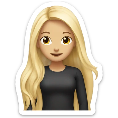 girl with black long hair hug girl with blond long hair sticker