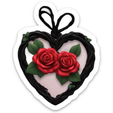 red roses on heart shaped black vines goth style sticker