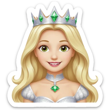 The Good Witch from Oz with long blonde hair, white sequin outfit sticker