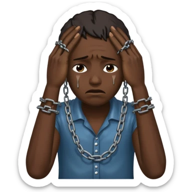 slavery chained hands and head, weeping sticker