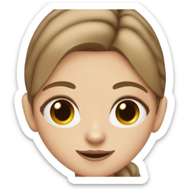 pale light brown haired girl with brown eyes and a black cat sticker