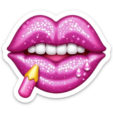 glitter pink kiss  sticker