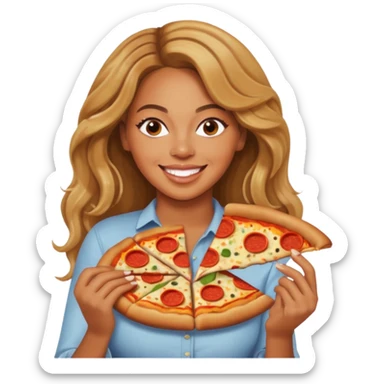 Beyoncé eating a pizza sticker