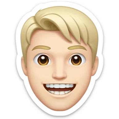 Super idol with a straight face but his upper teeth are sticking out and the background is gray sticker