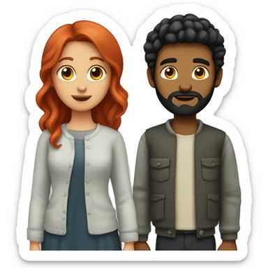 “A red-haired girl with her black-haired boyfriend with a beard” sticker