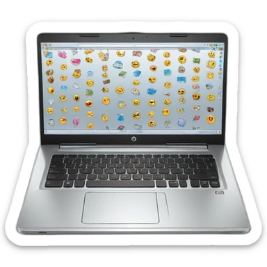 a silver hp pavillion laptop with stickers on it sticker