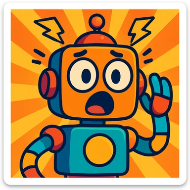 a robot with a surprised expression, vibrant toon style sticker
