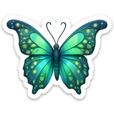 blue green butterfly sticker