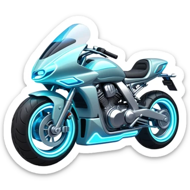 Neon-lit motorcycle with transparent wheels sticker