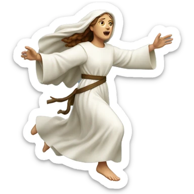 saint brigid running, determined, with a large stride and arms outstretched sticker