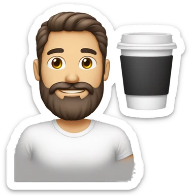 homem branco com barba com um copo café sticker