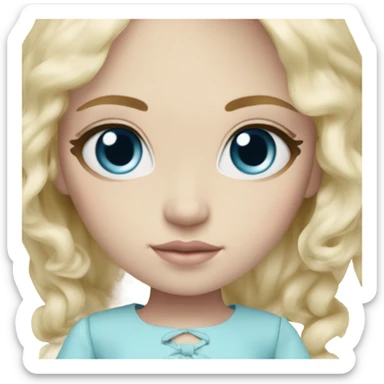 ocean blue doll eyes, blonde hair, feminine, pink, girl, angelic sticker