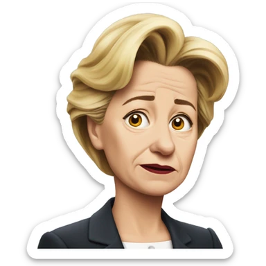 photorealistic Ursula von der Leyen sad sticker