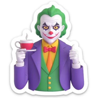 joker holding tea cup sticker