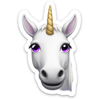 Unicorn with big purple eyes sticker
