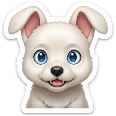 Snarling Blue eyed small white dog floppy ears  sticker