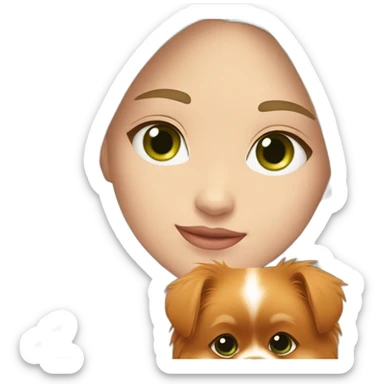 light-skinned-girl-with-green-eyes-petting-red-pomeranian sticker