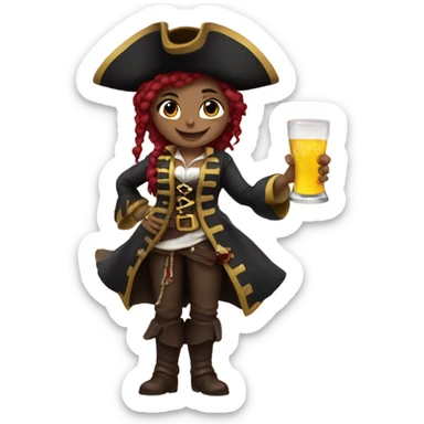 Pirate girl toasts happy new year sticker