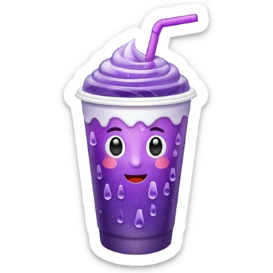 White paper cup filled with purple iced soda sticker