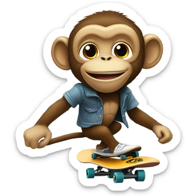 Monkey riding skateboard sticker