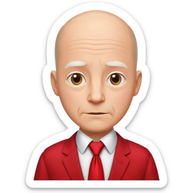 semi Bald with red necktie, red dress, age. sticker