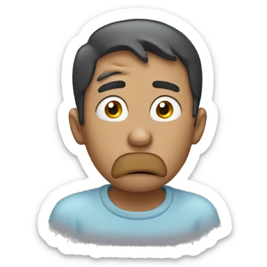 Crying and covering his mouth with his hand sticker