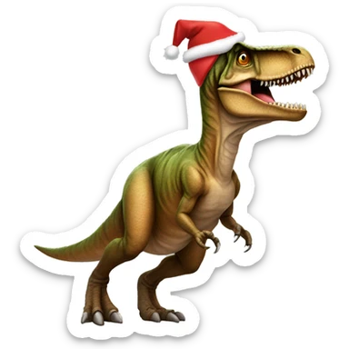 T. rex wearing a Santa hat sticker