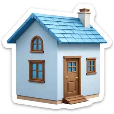the front view of a mini house with a sky blue roof and white walls sticker