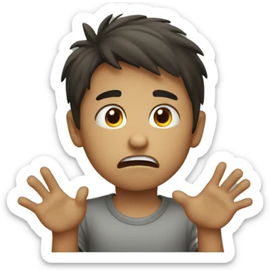 Boy angry stopping with hand sticker