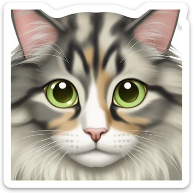 Maine coon dilute Calico half face colored light green eyes sticker