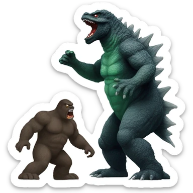 Godzilla fighting Bigfoot  sticker