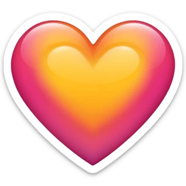 Bright yellow to orange to dark pink double gradient double heart sticker