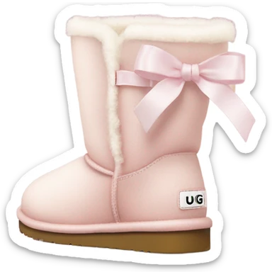 Cute Ugg boots that are light pink with a white ribbon on the back sticker