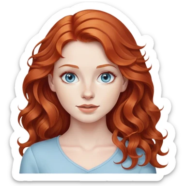 Redhead woman with wavy hair, light blue eyes, and pale skin sticker