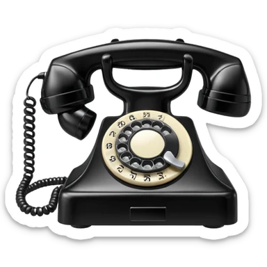 vintage rotary dial telephone, classic plastic body. sticker