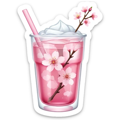 Cute Pastel pink and white Cherry Blossom Sakura Ice Tea sticker