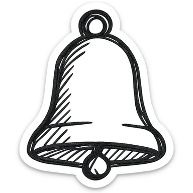 bell icon, sketchy and playful, hand drawn outline style sticker