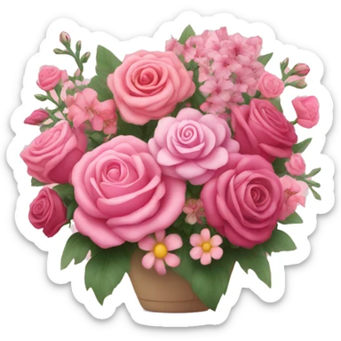 Huge pink flower bouquet with different flowers and pink tones and roses sticker