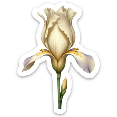 single Cream Iris, straight stem sticker