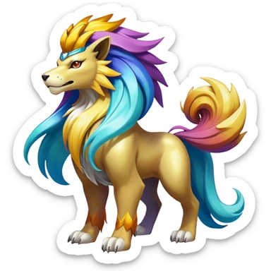 Shiny Elemental Exotic Suicune-Raikou-Entei-Pokémon-Fakémon-hybrid-creature (full body) sticker